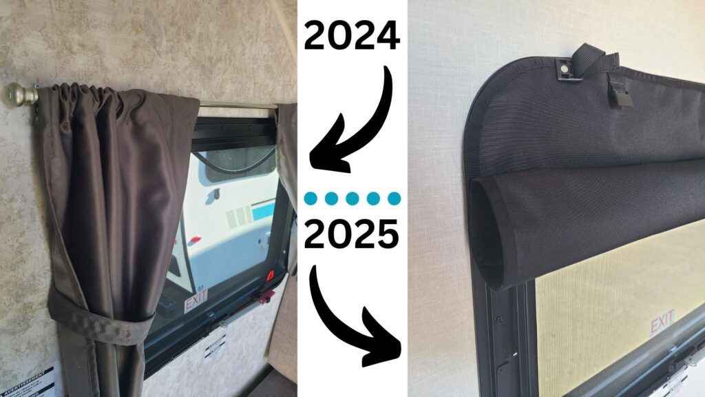 light weight 2025 Prolite trailer upgraded magnetic blinds compared to to the 2024 Prolite trailers for sale.